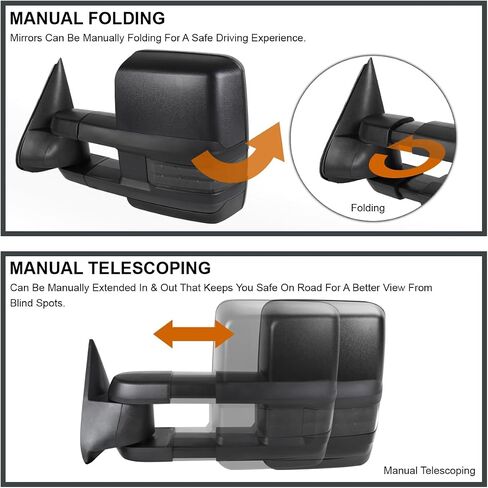 SPEC-D TUNING Smoke LED Signal Power Heated Manual Fold Towing Mirrors Compatible with 1988-1998 GMC C/K 1500 2500 3500, 1992-1999 Yukon Suburban Left + Right Pair in Saudi Arabia