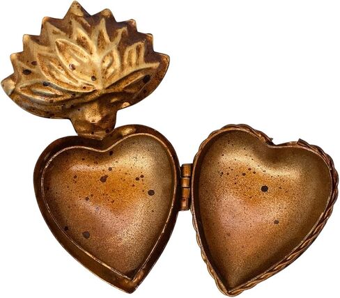 VILLAGE GIFT IMPORTERS Metal Milagros Heart Wall Ornament | Mexican Inspired Folk Art Religious Wall Decor | Gold-Tone | Saint Benedict Medal Design | Catholic Home Decoration (3.5 Gold-Tone) in Saudi Arabia