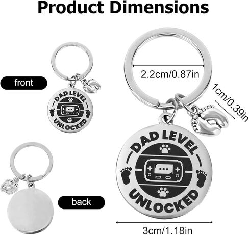 Expecting Dad Level Unlocked Keychain,Promoted to Daddy First Time Father to Be Gift Expectant New Dad Keyring from Wife Pregnancy Announcement with Game Controller & Baby Footprint Design in Saudi Arabia
