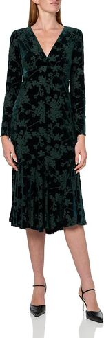 Tommy Hilfiger Women's Long Sleeves V Neck Fit and Flare Midi Dress in Saudi Arabia