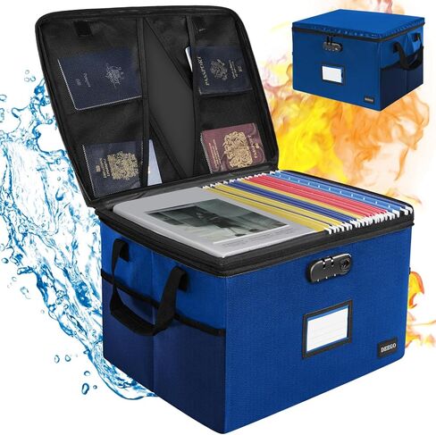 DEEGO Rolling File Box, Fireproof Document Box with Wheels Multi-Layer Water-Resistant File Organizer Portable file Cabinet Document Safe filing box for Home Office for Hanging Letter/Legal Folder in Kuwait