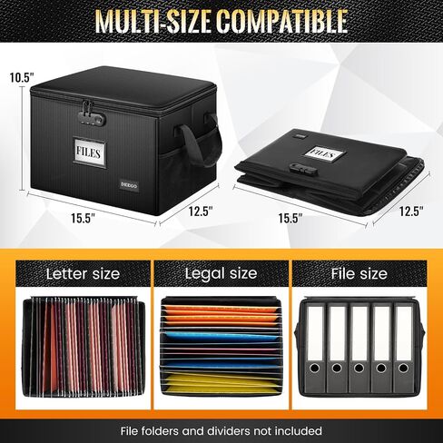 DEEGO Rolling File Box, Fireproof Document Box with Wheels Multi-Layer Water-Resistant File Organizer Portable file Cabinet Document Safe filing box for Home Office for Hanging Letter/Legal Folder in Kuwait