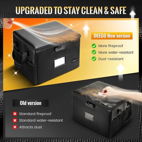 DEEGO Rolling File Box, Fireproof Document Box with Wheels Multi-Layer Water-Resistant File Organizer Portable file Cabinet Document Safe filing box for Home Office for Hanging Letter/Legal Folder in Kuwait