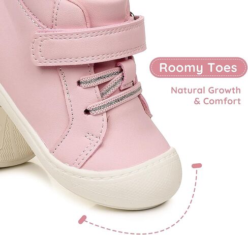 Apakowa Toddler First Walker Baby Boots for Boys and Girls – Baby Sneakers Style with Wide Toe Box, Easy Strap & Non-Slip Sole (Size 4-9 Toddler) in Kuwait