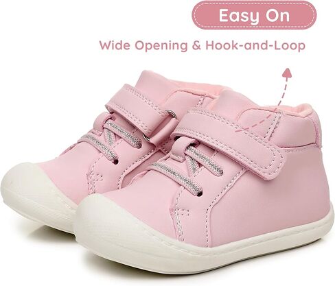 Apakowa Toddler First Walker Baby Boots for Boys and Girls – Baby Sneakers Style with Wide Toe Box, Easy Strap & Non-Slip Sole (Size 4-9 Toddler) in Kuwait