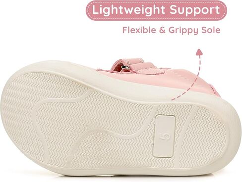 Apakowa Toddler First Walker Baby Boots for Boys and Girls – Baby Sneakers Style with Wide Toe Box, Easy Strap & Non-Slip Sole (Size 4-9 Toddler) in Kuwait