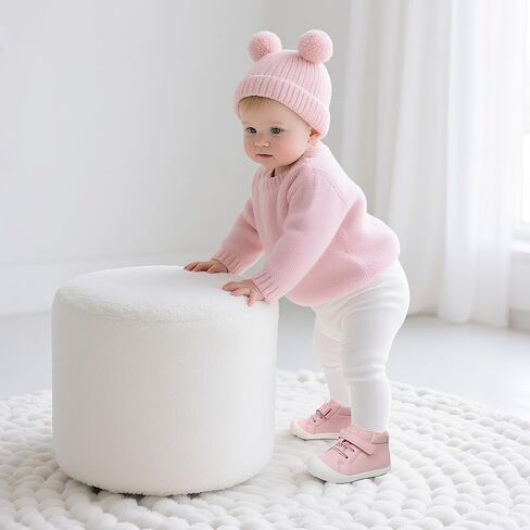 Apakowa Toddler First Walker Baby Boots for Boys and Girls – Baby Sneakers Style with Wide Toe Box, Easy Strap & Non-Slip Sole (Size 4-9 Toddler) in Kuwait