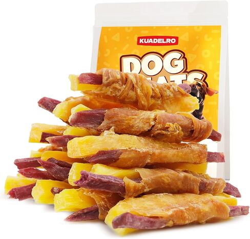Duck Wrapped Double Sweet Potato Dog Treats, High Protein Duck Jerky Dog Treats Low Fat Dog Training Treats for Dog Snacks Soft Healthy Dog Chews for Small Medium Large Dogs 10.54oz in Kuwait