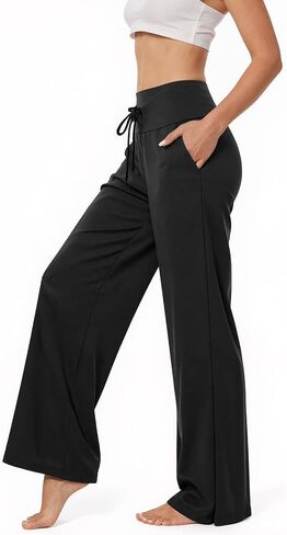 Womens Wide Leg Yoga Pants with Pockets, Stretch High Waisted Workout Casual Loose Lounge Pants in Saudi Arabia