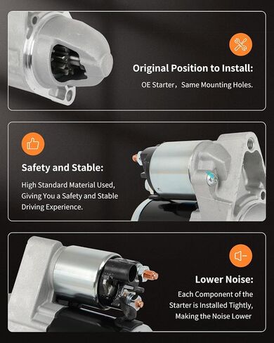 OCPTY starter motor 19145 Compatible for Chrysler 200 15-17 & Jeep Cherokee 14-19, Renegade 15-20 & Fiat 500X 16-18 & Ram ProMaster City 15-20, L4 2.4L, 12V 1.4KW 10 Teeth Clockwise in Saudi Arabia