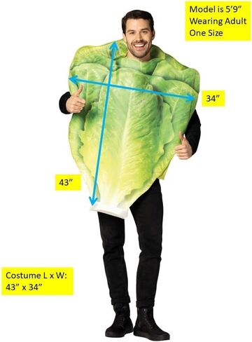 Romaine Lettuce Leaf Halloween Costume Salad Leafy Vegetable Funny Mens Womens Costumes, Adult One Size in Saudi Arabia