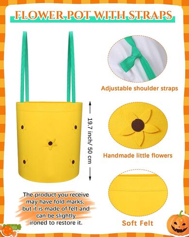 Ramede 3 Pcs Halloween Flower Pot Costume for Adult Sunflower Pot Costume Sunflower Headpiece Green T Shirt Set Funny Plant Dress Garden Potting Fancy Outfit for Men Women Halloween Cosplay Party in Saudi Arabia