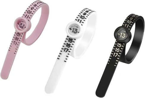 أداة قياس حجم الخاتم مع عدسة مكبرة - مقياس حجم الإصبع قابل لإعادة الاستخدام، مقاسات الولايات المتحدة 1-17 (6) in Kuwait