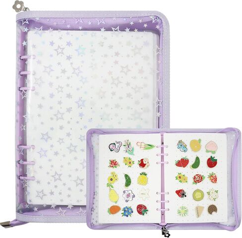 Enamel Pin Display Book Pin Collection Binder Holder Trading Book with 8-Page Display Boards A5 Brooch Pin Storage Organizer (Purple) in Kuwait