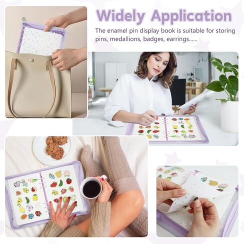 Enamel Pin Display Book Pin Collection Binder Holder Trading Book with 8-Page Display Boards A5 Brooch Pin Storage Organizer (Purple) in Kuwait