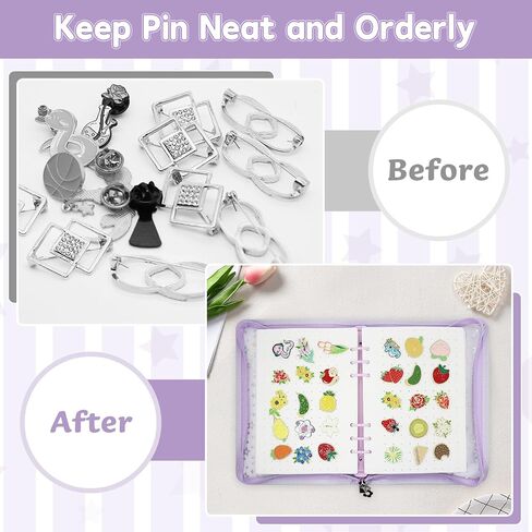Enamel Pin Display Book Pin Collection Binder Holder Trading Book with 8-Page Display Boards A5 Brooch Pin Storage Organizer (Purple) in Kuwait