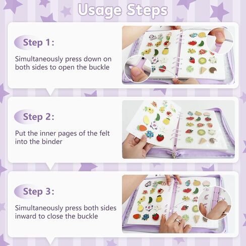 Enamel Pin Display Book Pin Collection Binder Holder Trading Book with 8-Page Display Boards A5 Brooch Pin Storage Organizer (Purple) in Kuwait