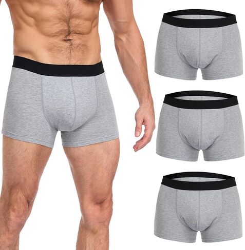 Incontinence Underwear for Men - 100ml Absorbency | Leakproof & Odor-Control | Reusable Washable Bladder Control Boxer Briefs | High-Waist for Night & Active Use [3-Pack] (Grey, L) in Kuwait
