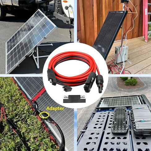 XRDS -RF 10AWG SAE to Solar Panel Connector Cable 20FT, Heavy-Duty Tinned Copper, Solar Extension Cable with SAE Polarity Reverse Adapter for Solar Power Systems and Battery Connections in Kuwait
