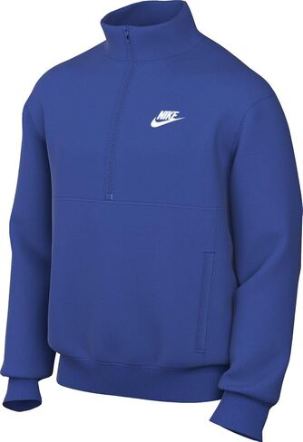 Nike Sportswear Club Men's Brushed-Back 1/2-Zip Pullover (US, Alpha, Medium, Regular, Regular, Green/White) in Saudi Arabia