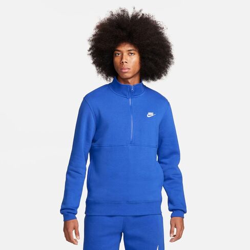 Nike Sportswear Club Men's Brushed-Back 1/2-Zip Pullover (US, Alpha, Medium, Regular, Regular, Green/White) in Saudi Arabia