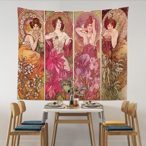 Classic The Precious Stones Series, 1900 by Alphonse Maria Mucha Tapestry Wall Art Cafe/Office/Hotel/Bedroom Home Hanging Decor, Housewarming Birthday Gift (150 x 200cm / 60 x 80inch) in Saudi Arabia