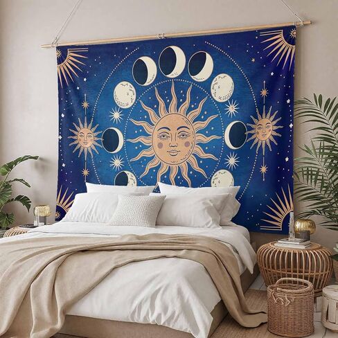 Tapestry Wall Hanging Celestial Sun and Moon Tapestries Aesthetic Blue Starry Galaxy Boho Tapestry for Bedroom Living Room College Dorm Art Wall Decor Decorative Backdrop 50x60 Inch in Saudi Arabia