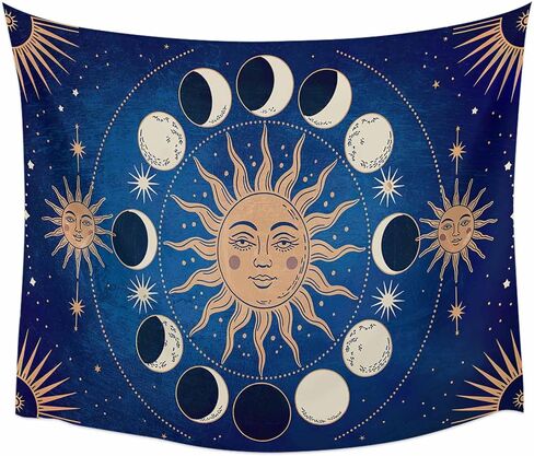 Tapestry Wall Hanging Celestial Sun and Moon Tapestries Aesthetic Blue Starry Galaxy Boho Tapestry for Bedroom Living Room College Dorm Art Wall Decor Decorative Backdrop 50x60 Inch in Saudi Arabia
