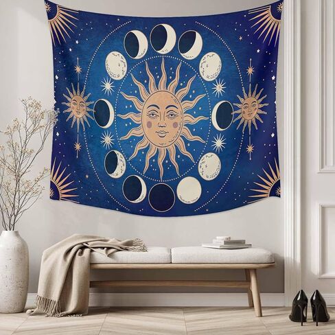 Tapestry Wall Hanging Celestial Sun and Moon Tapestries Aesthetic Blue Starry Galaxy Boho Tapestry for Bedroom Living Room College Dorm Art Wall Decor Decorative Backdrop 50x60 Inch in Saudi Arabia
