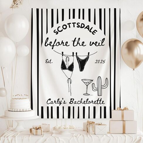Scottsdale Before the Veil Bachelorette Tapestry, Arizona Desert Trip Party Decoration, Scottsdale Bachelorette Celebration Decor, Fun Bridal Shower Wall Hanging Accent in Saudi Arabia