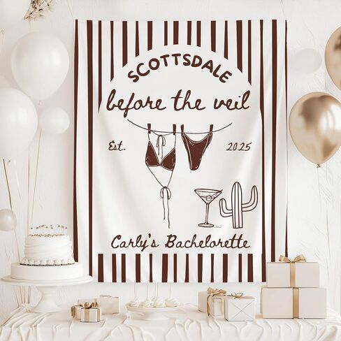 Scottsdale Before the Veil Bachelorette Tapestry, Arizona Desert Trip Party Decoration, Scottsdale Bachelorette Celebration Decor, Fun Bridal Shower Wall Hanging Accent in Saudi Arabia