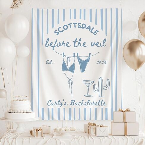 Scottsdale Before the Veil Bachelorette Tapestry, Arizona Desert Trip Party Decoration, Scottsdale Bachelorette Celebration Decor, Fun Bridal Shower Wall Hanging Accent in Saudi Arabia