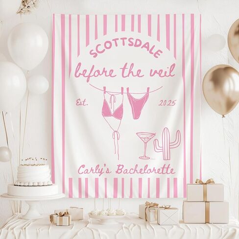Scottsdale Before the Veil Bachelorette Tapestry, Arizona Desert Trip Party Decoration, Scottsdale Bachelorette Celebration Decor, Fun Bridal Shower Wall Hanging Accent in Saudi Arabia