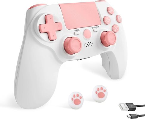 LinHugame Wireless Controller لـ PS4 ، متوافق مع PS4/Slim/Pro/PC ， مع بطارية USB C/800mAh بطارية/6 محاور Gyro/3.5 مم مقبس الصوت/متعدد اللمس in Kuwait