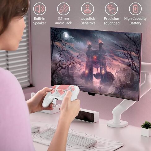 LinHugame Wireless Controller لـ PS4 ، متوافق مع PS4/Slim/Pro/PC ， مع بطارية USB C/800mAh بطارية/6 محاور Gyro/3.5 مم مقبس الصوت/متعدد اللمس in Kuwait