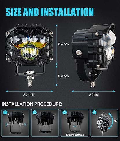 4-pack 2.5inch three-eye 120W spotlights 10800LM with Dual pods JK A-Pillar Windshield Hinge cnc Double layer Mounting Brackets Wiring Harness Kit, For 2007-2017 Wrangler JK/JKU 2DR 4DR（Black) in Saudi Arabia