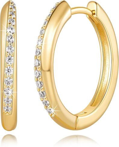 Gold Hoop Earrings for Women 14K Gold Earrings for Women Hoop Earring for Womens Hoops Zircon-Embellished Design Hoops Earring for Womens Trendy 22mm in Saudi Arabia