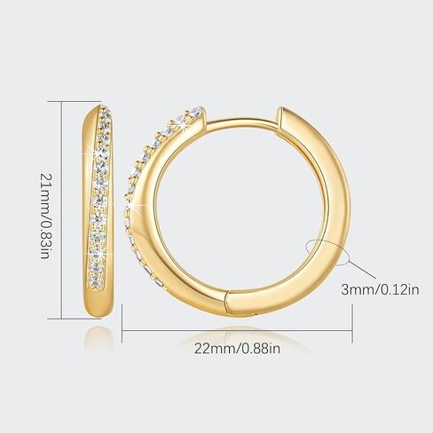 Gold Hoop Earrings for Women 14K Gold Earrings for Women Hoop Earring for Womens Hoops Zircon-Embellished Design Hoops Earring for Womens Trendy 22mm in Saudi Arabia