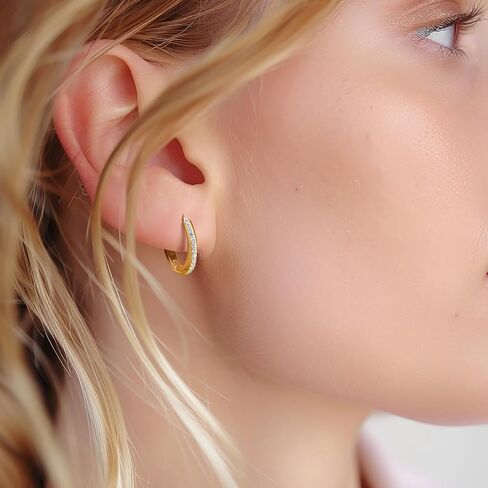 Gold Hoop Earrings for Women 14K Gold Earrings for Women Hoop Earring for Womens Hoops Zircon-Embellished Design Hoops Earring for Womens Trendy 22mm in Saudi Arabia