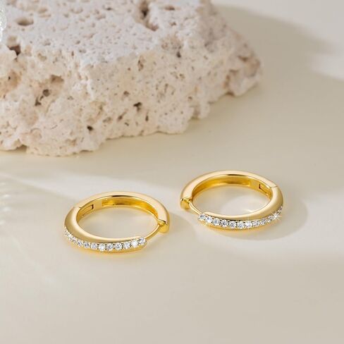 Gold Hoop Earrings for Women 14K Gold Earrings for Women Hoop Earring for Womens Hoops Zircon-Embellished Design Hoops Earring for Womens Trendy 22mm in Saudi Arabia
