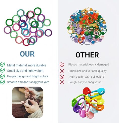 Wonafa 50pcs علامات غرزة معدنية مستديرة ، علامات غرزة الكروشيه المعدنية ، مع صندوق تخزين لعلامة Crocheting Tag DIY Craft Project (orbicular-50pcs) in Kuwait