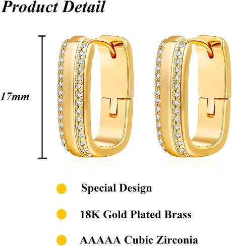 Small Chunky Gold Hoop Earrings for Women, 18K Gold Plated Hypoallergenic Cubic Zirconia Small Thick Huggie Hoop Earrings Jewelry Gifts for Women in Saudi Arabia