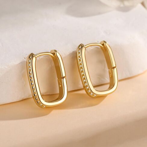 Small Chunky Gold Hoop Earrings for Women, 18K Gold Plated Hypoallergenic Cubic Zirconia Small Thick Huggie Hoop Earrings Jewelry Gifts for Women in Saudi Arabia