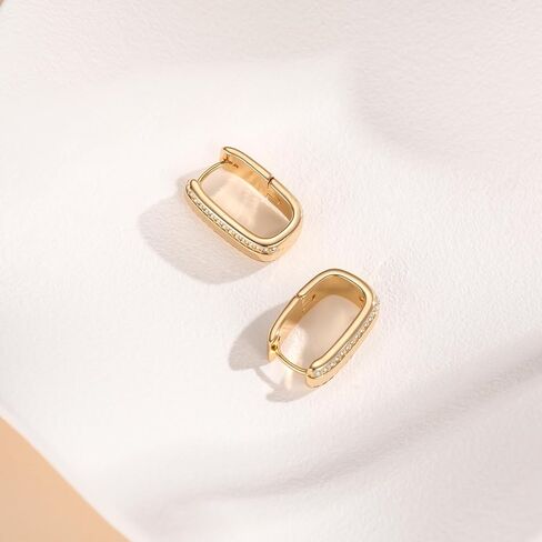 Small Chunky Gold Hoop Earrings for Women, 18K Gold Plated Hypoallergenic Cubic Zirconia Small Thick Huggie Hoop Earrings Jewelry Gifts for Women in Saudi Arabia