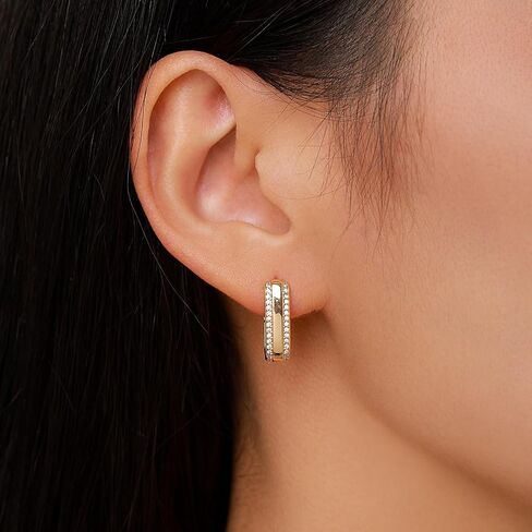 Small Chunky Gold Hoop Earrings for Women, 18K Gold Plated Hypoallergenic Cubic Zirconia Small Thick Huggie Hoop Earrings Jewelry Gifts for Women in Saudi Arabia