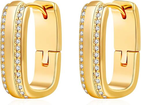 Small Chunky Gold Hoop Earrings for Women, 18K Gold Plated Hypoallergenic Cubic Zirconia Small Thick Huggie Hoop Earrings Jewelry Gifts for Women in Saudi Arabia