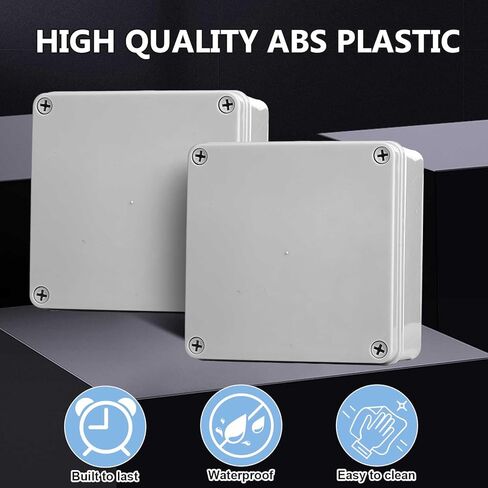 Kanayu 2 Pcs Plastic Junction Box Dustproof Conduit Box Gray Waterproof Electrical Box Outdoor Universal Weatherproof DIY Case Enclosure (6 x 6 x 3 Inch) in Kuwait