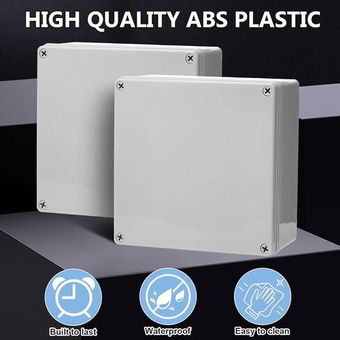 Kanayu 2 Pcs Plastic Junction Box Dustproof Conduit Box Gray Waterproof Electrical Box Outdoor Universal Weatherproof DIY Case Enclosure (6 x 6 x 3 Inch) in Kuwait