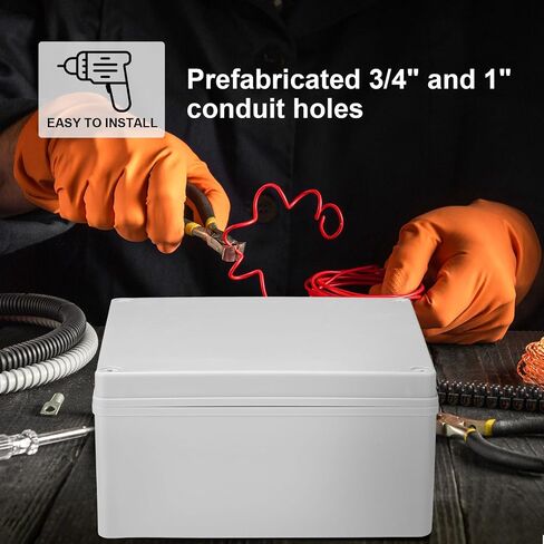 Kanayu 2 Pcs Plastic Junction Box Dustproof Conduit Box Gray Waterproof Electrical Box Outdoor Universal Weatherproof DIY Case Enclosure (6 x 6 x 3 Inch) in Kuwait