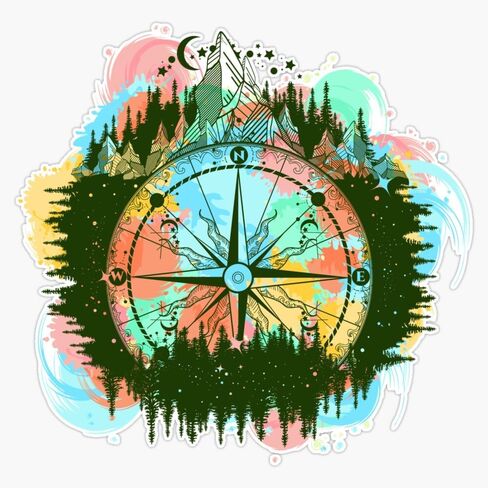 MAGNET Mountain And Compass Magnetic Vinyl Sticker Decal Magnet 5" in Saudi Arabia